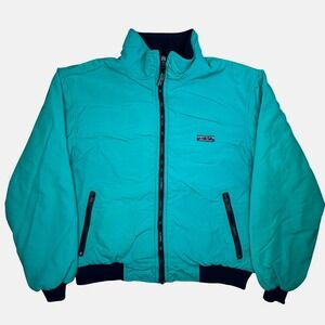 Vtg Eddie Bauer Jacket Mens L Teal Navy Fleece Lined Winter 90s 80s USA Gorpcore